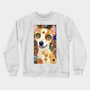 Gustav Klimt's Whimsical Woof: Colorful Dog Illustration Crewneck Sweatshirt